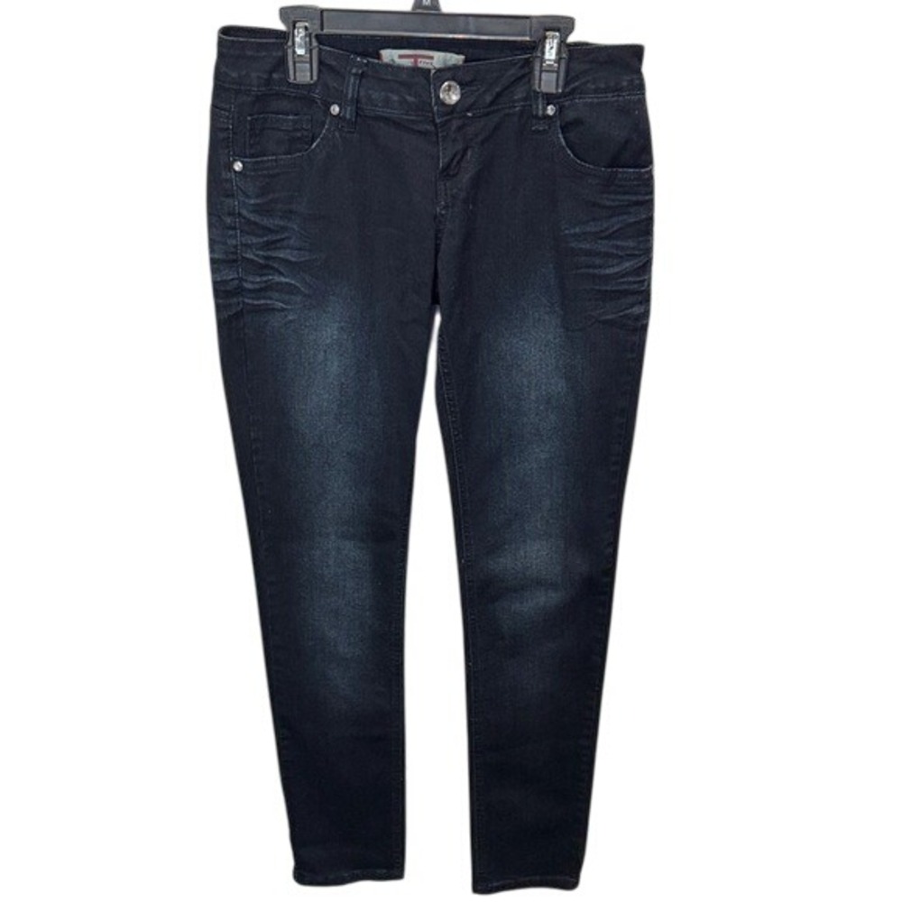 T Five Denim Womens Dark Wash Skinny‎ Jeans Size 5 Whiskered Stretch Slim Fit